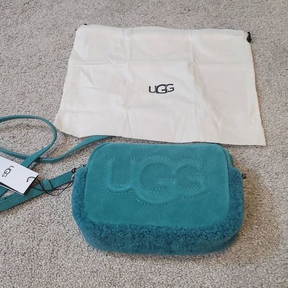 UGG Women's Crossbody Bag Janey II Sheepskin Turquoise - Picture 10 of 10